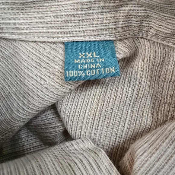 Tommy Bahama Relax XXL Beige Striped 100% Cotton Button Up Shirt Mens - Picture 4 of 8